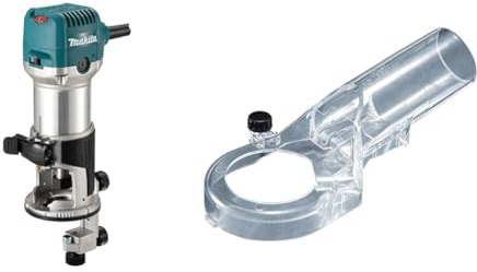 Makita RT0702CX4/2 240V ¼” Router Trimmer Supplied with Trimmer Base & 194733-8 Dust Nozzle Set Mt361/Rp0900, Multi-Colour