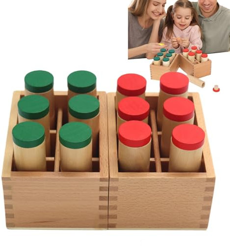 Cilindros de sonido,Cilindros auditivos sensoriales - Juguete cilíndrico sensorial auditivo de madera - Cilindro de aprendizaje sensorial, botellas cilíndricas de sonido para niños pequeños, niños y n