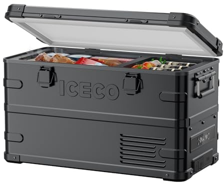 ICECO APL35 bärbar kyl/frys, 12 volt bilkylskåp, 37 quart lätt aluminium 12 V bärbar kyl och frys, --35°F~20°F, 12/24V DC, 100-240V AC elektrisk kylare för utomhusbruk, camping