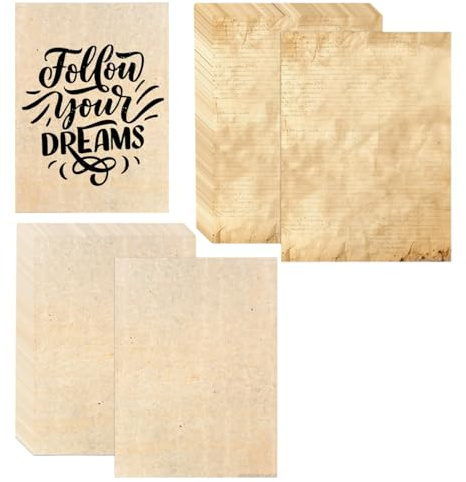 XOXVURI 30 Fogli Carta Pergamena Carta Pergamena A4 per Stampanti Carta da Lettere Vintage su Entrambi I Lati Adatta per Stampanti Inkjet Laser Anche Scrivibile A Mano 210X285Mm 2 Stili