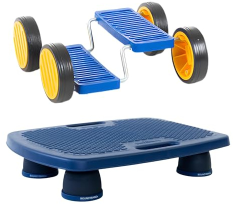 Playlearn Bouncyband Balance Bouncy Board Jump Toy Sensory Tool - Blue Pedal Go Vehicle Balance Toy Ride On Toy Prop 4 Wheels Stepper
