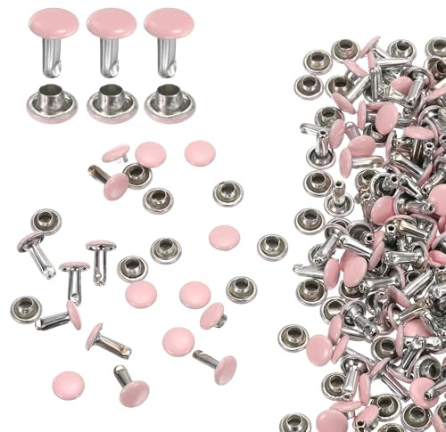 sourcing map 60 juegos de remaches de cuero de doble tapa, 6 x 8 mm, con tapa redonda, de metal, remaches de cuero para manualidades, cinturón de tela, collar de mascotas, reparación y decoración