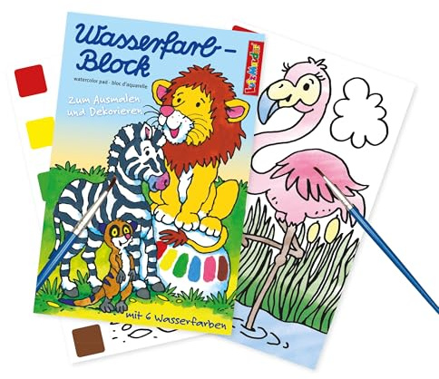 Lutz Mauder Malbuch Tiere mit Wasserfarben für Kleinkinder und Kinder im Alter von 1-3 und 2-4, Aquarell-Malpapier, magisches Buch Safari Wildtiere mit Pinsel, Geschenk, Mitgebsel