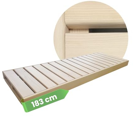 SULENO Sauna Zubehör, Saunaliege Holz aus Hemlock, kürzbar, 183 x 60 cm | astarm, Saunabank LARVIK in 3 Größen, fertig montierte Saunaliege, hochwertiges Saunaholz, ideal für Saunabänke