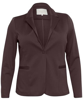 Kaffe Curve Plus-Size Women's Blazer Long Sleeves Single Button Front Jersey, marrón, M Grande Taille para Mujer