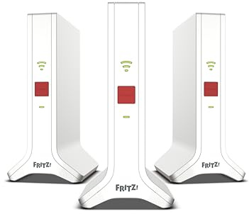 Fritz! Mesh Set 4200 3 Sets (3 x Fritz!Repetidor, Ideal para enrutador de Internet o módem de Fibra óptica (ONT), Cobertura Wi-Fi para 5-7 Habitaciones, Triband Wi-Fi 6 hasta 4.200 Mbit/s, versión