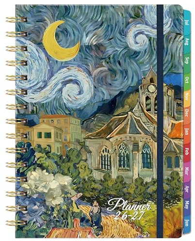 Planner 2026-2027 - Academic Planner 2026-2027, Jul. 2026 - Jun. 2027, 26-27 Planner Weekly and Monthly with Tabs, 6.3 x 8.4, Hardcover with Back Pocket + Twin-Wire Binding - Oil Painting