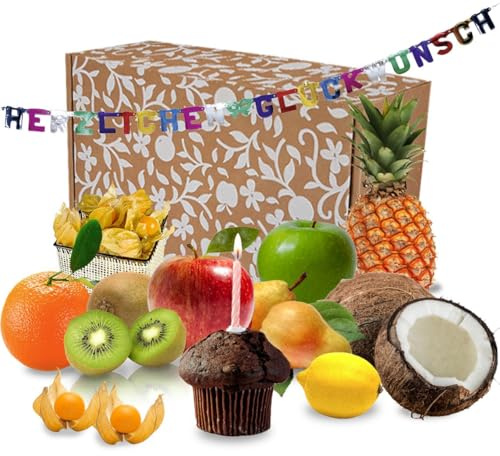 große Obstbox Regio-Exotik mit wählbarem Extra (Herzlichen Glückwunsch)