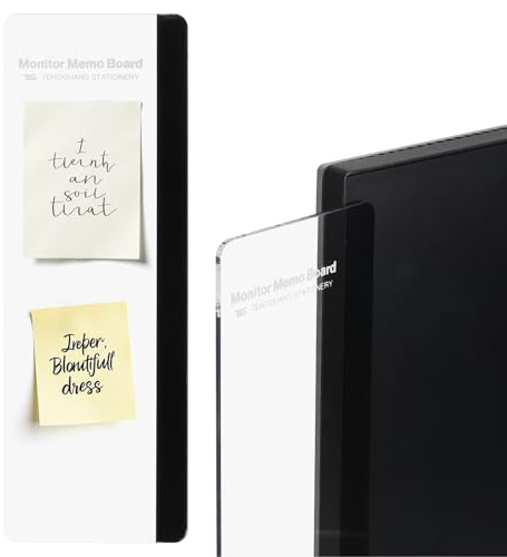 PATIKIL Monitor Notizhalter, Transparent, Schwarz Standard Links Selbstklebende Klebezettelhalterung Seiten-Notizhalterung für Home Office Computer Monitor Bildschirm, 1 Stück