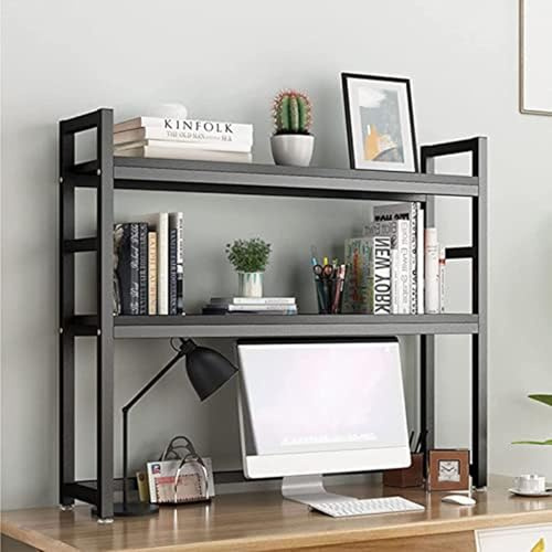 Estantería De Encimera Ajustable De 2 Niveles - Librería Multifuncional De Sobremesa Para Ordenador, Organizador De Almacenamiento De Escritorio Expansible, Expositor De Escritorio Abierto(D,55X24X90c