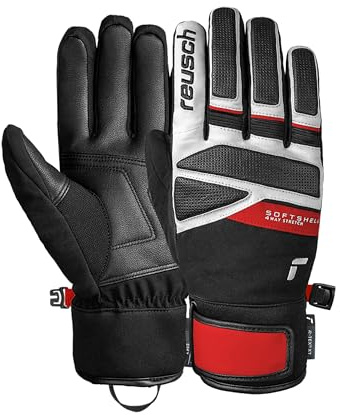 Reusch Skihandschuhe für Herren & Damen | wasserdicht & atmungsaktiv | Winterhandschuhe mit Polsterungen & Ziegenleder-Innenhand, für Ski, Outdoor & Piste, Größe 6,5-11, Thunder R-TEX XT