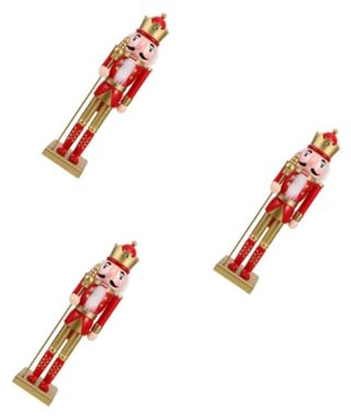PRETYZOOM 3 Piezas Adorno de Cascanueces Figura navideña Cascanueces de Navidad Madera Rojo