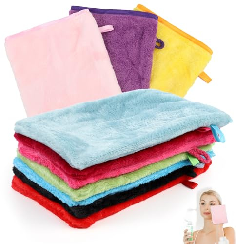 10 Stück Mikrofaser Waschlappen, Wiederverwendbar Waschhandschuh Körper, Weich Waschhandschuhe aus Korallensamt, Waschlappen Microfaser für Gesicht & Körper und Bad-Spa-Tuch, 15 × 21 cm (10 Farben)