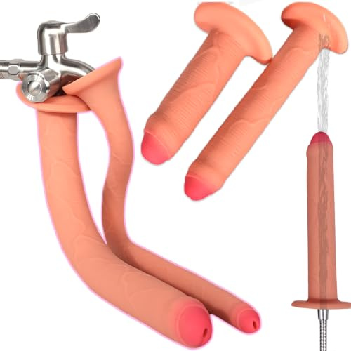 Lewose 2-in-1 19 Silicone Extra Long Realistic Dildo Enema Douche, Hollow Extended Shower Anal Plug for Men & Women G Spot Prostate Massage Butt Plug Dildos BDSM Sex Toys for Adults Male Female (S)