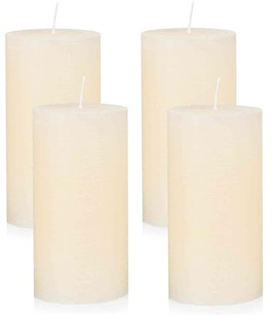NKlaus Candele dell'Avvento rustiche color crema, set da 4 pezzi, Ø 6 x 12 cm, candele in cera per decorazioni natalizie, corona dell'Avvento e decorazione da tavolo, lunga durata