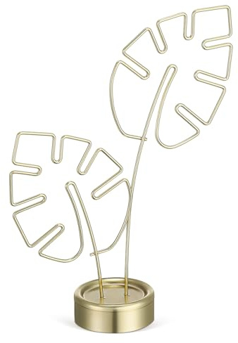 Cabilock Porte-cartes de Visite Métal Monstera Forme Pince Photo Décorative pour Bureau et Maison Support Notes Clip Table Décoration Créative pour Événements et Intérieur