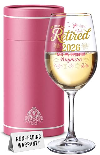 CROWNLY CRYSTAL® 2026 Retirement Gifts for Women Personalised Wine Glass Leaving Gifts Colleagues Her Presents Decorations
