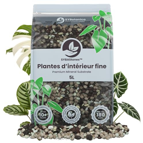 Sybotanica - Feine Zimmerpflanzen Mineral-Mix - 5L - SYBAStones Mineralisches Substrat - 100% frei von Trauermücken - Hält jahrelang - ~180 Tage Pflanzennahrung - Für Zimmerpflanzen-Fans