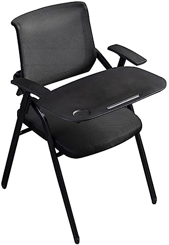 Fällstol med stort skrivbord – svart kontorsstol för träning och evenemang bekväm design platsbesparande mått 49 x 57 x 86 cm
