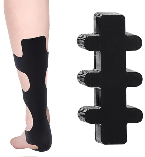 Hanaoops 8 Stück Kinesiotapes für Achillessehne Bandage Vorgeschnitten Kinesiologie Tape für Fersensehne Wasserfestes Elastisches Physio Tape Muskelzerrungen Vorzubeugen (Schwarz, Einheitsgröße)