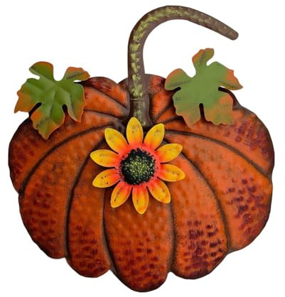 Akfldms Metal Pumpkin Garden Stake Fall Decor Decorative Rustic Pumpkin Yard Stake Sign Yard Decor Outdoor Thanksgiving Yellow,A