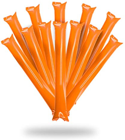 FUN FAN LINE - Pack 50 Pairs of Reusable Inflatable Clapping Sticks | Loud Thunder Sticks for Parties Football and Events | Sports and Celebrations Party Favors | Bam Bam Noisemaker (Orange)