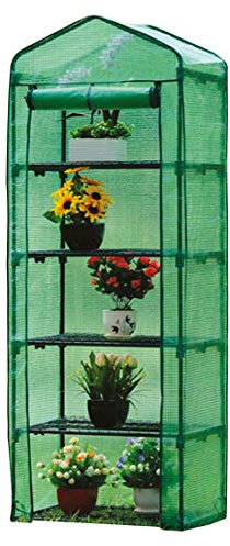 STREND PRO Gewächshaus klein 200 x 69 x 49 cm für optimales Pflanzenwachstum, Mini-Gewächshaus mit 5 Ebenen, inkl. Gewächshausfolie, grünes Gewächshaus, Balkonfolie, Gewächshaus, winterfest