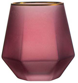 ELQ 300ML Hexagon Whiskey Glass (5 Colors), 4 Pack Golden Frame Handcrafted Beer Scotch Brandy Red Wine Cups, for Whiskey Brandy Lovers, Bar, Party