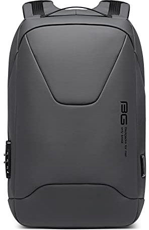 VARLIVOO Uomo Zaini per PC Portatili 15.6 Zainetto con Porta di Ricarica USB Parola d'ordine Serratura Lavoro Affari Viaggio College Università Antifurto Laptop Zaino Polyester Grigio Chiaro