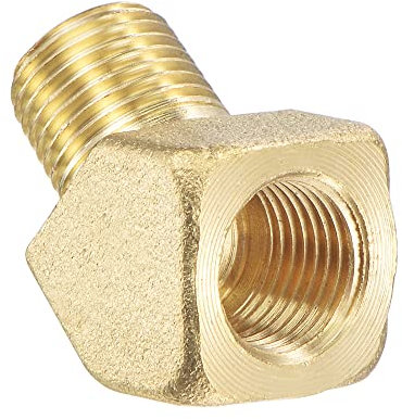 PATIKIL 1/8 NPT Maschio a Femmina Filo Tubo Flessibile Raccordo Gomito, Ottone 45 Gradi Angolo Tubo Connettore Adattatore per Acqua Carburante Tubo, Oro Tono