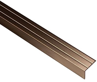 Gedotec Treppen-Kantenprofil selbstklebend | 1 Stück Stufen-Kantenprofil Aluminium bronze | 2000 mm | Bodenprofil ungelocht zum Kleben | Winkel-Schutzprofil 25 x 8 mm | Alu-Winkelprofil mit Rille