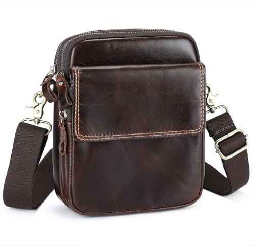 BAIGIO Herren Umhängetasche Kleine Schultertasche Herren Nylon Messenger Bag Oxford Business Tasche Schwarz Freizeittasche Schultertasche (C-Kaffee)