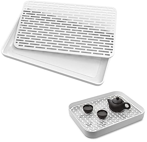 Drip Tray, Drying Mat with Collection Tray, Draining Rack for Dishes, Drip Rack for Kitchens, Sink, Multifunctional Drain Board for Tableware (39 x 22.5 cm)