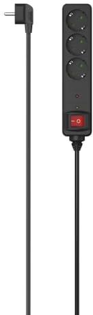 Hama Steckdosenleiste, mit Schalter, 3-Fach, 1,4m (mit Überspannungsschutz, mit Berührungsschutz, 45°, 3 Fach Steckdosenleiste, 3er, Mehrfachsteckdose, Mehrfachstecker, Verteilersteckdose) schwarz