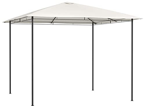 Homgoday Gazebo 3x3x2,6 m Crema 160 g/m², Gazebo da Giardino, Gazebo Ombrellone da Giardino Spiaggia Pesca Esterno Antivento per Arredo Giardino Terrazzo Ambienti