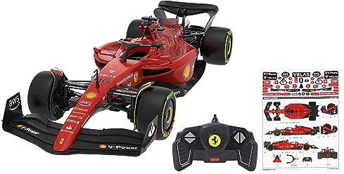 JAMARA Ferrari F1-75 1:18 2,4 GHz – 2,4 GHz för flerspelardrift, officiellt licenserad, originaltrogen lackering, RC-bil, röd