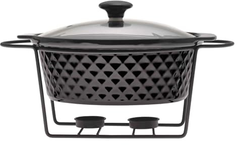 4BIG.fun Chauffe-plat en céramique 2,5 l - Ensemble de buffet en céramique - Chauffe-plat - Récipient de maintien au chaud