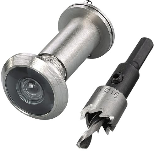 TOGU 220-Grad-Türspion aus massivem Messing, mit 16 mm Bohrer, kompatibel mit Türstärken von 3,5 cm bis 6,4 cm, gebürstetes Nickel-Finish