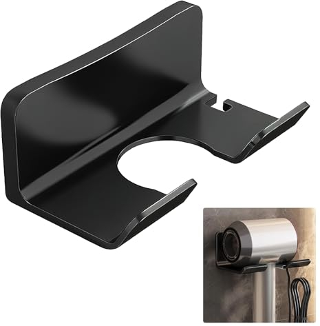 HENGBIRD Fönhalter Ohne Bohren, Föhn Halterung, föhnhalter wand ohne bohren, föhn halterung ohne bohren, Haartrocknerständer, Halterung für Badezimmer, geeignet für die meisten Haartrockner