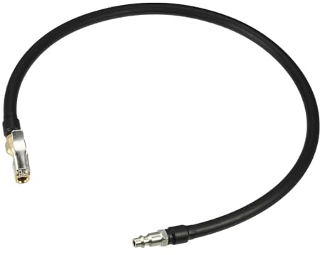 Motoforti Adaptador de Manguera de Inflador de Bomba de Aire Universal para Válvula de Neumático con Bloqueo de Boquilla de Aire, Longitud de 70 cm, Abierto Cobre Acero Goma Negro