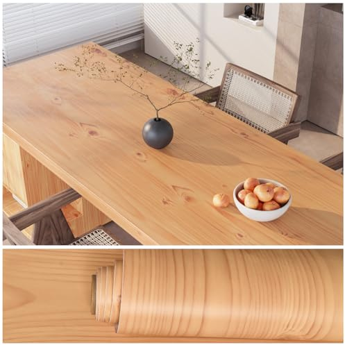 VEELIKE Självhäftande folie träutseende beige trätapet gul träfolie självhäftande ornament möbelfolie trätapeter sovrum skåp dekorativ väggtapet badrum vattentät kök 40 cm × 300 cm
