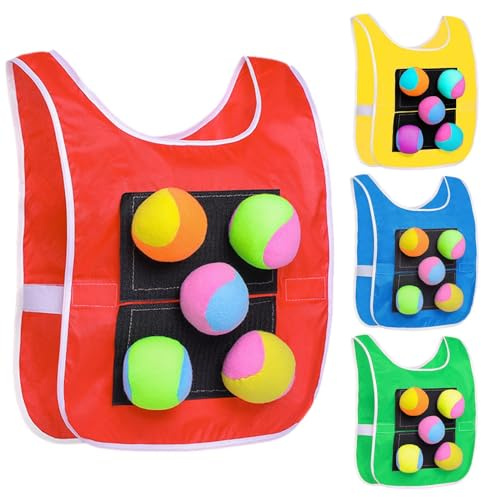 Generico Set da gioco Dodgeball - Gilet con palline adesive per bambini, 1 gilet con palline adesive + 5 batuffoli di cotone, gioco con gilet da esterno per bambini, IA70KU5MRA80BC4Q