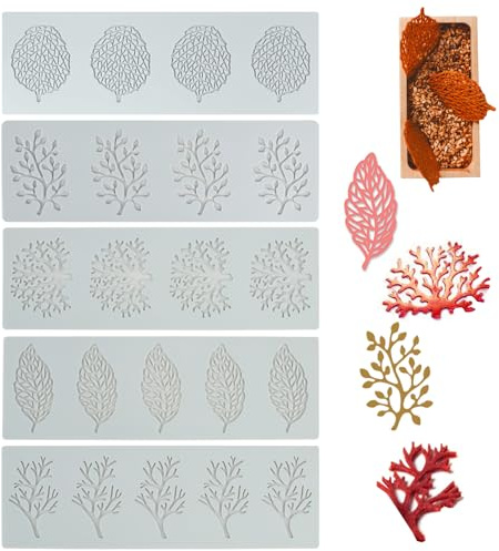 Stampo Silicone per Decorare Torte, Stampo Decorazioni Crostata, Stampi Silicone Corallo, Stampi per Cucina, Fondente Cioccolato Strumenti Pasticceria Professionali (5 Pezzi)