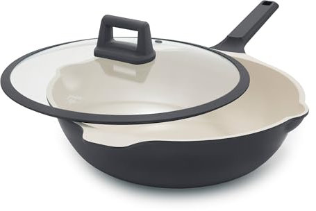 GreenLife Nonstick 12” (5QT) All in One Deep Skillet Wok with Lid, PFAS-Free Non-Toxic Ceramic Multi-Purpose Pan, Induction, All Stovetop, Egg, Stir Fry, Saute, Stay Cool Handle, Graphite