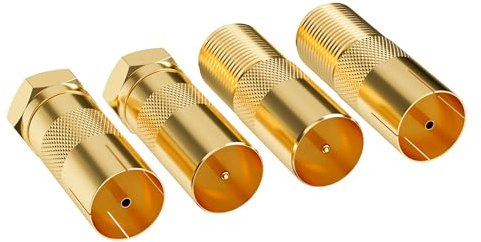 Mygatti SAT Antenne Adapter 4 Stück-F-Stecker auf Antennenstecker und Antennenbuchse &F-Buchse auf Antennenstecker undAntennenbuchse,Hochwertiges Adapter-Set für Koax Antenne Verbinder Kupplung