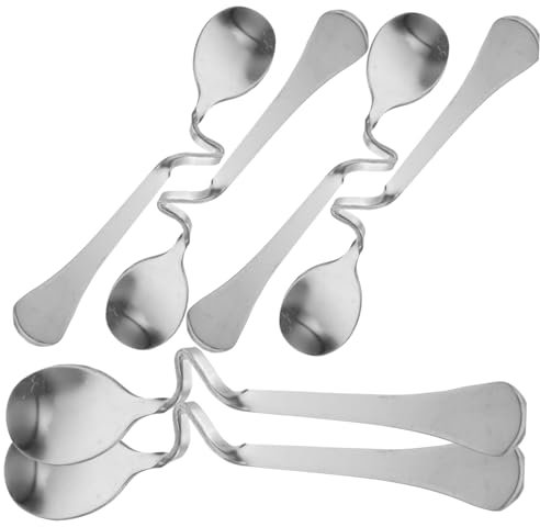 PAMINGONO 6pcs Curved Stainless Steel Mixing Spoons Coffee Spoon Stirring Tool for Kitchen Use for Coffee Brewing and Everyday Serving