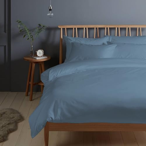 Pizuna Bettwäsche 140x200 + 70x90 Baumwolle Staubiges Blau 400 Fadenzahl | 2-Teilig 100% Langstaple Baumwolle Bettbezug und Kissenbezug, Mako Satin Bettwäscheset 140x200 + 70x90