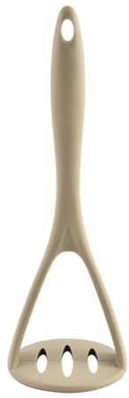 Shienfir Flexible Silicone Potato Masher Colorful Food with Ergonomic Handle Heat Resistant Easy to Clean Kitchen Tool for Avocado Pumpkin Fruit Khaki