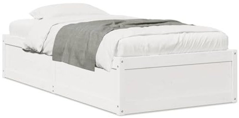 Buzaza Massivholzbett ohne Matratze Weiß 90x190 cm Holz Bett Massivholzbett Bed Frame Bettgestell Bett Holz Kiefernholz - 846844