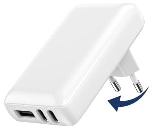 POANES Flach USB C Ladegerät 35W, 3 Port USB Netzteil mit USB-C und USB-A, kompaktes Wandladegerät für iPhone 16 15 14, Samsung Galaxy, iPad, Tablet, Reise Büro Zuhause